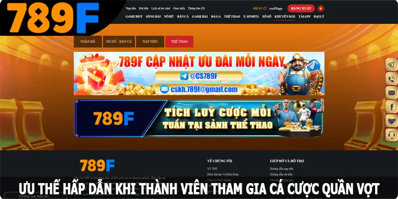 Ưu thế hấp dẫn khi thành viên tham gia cá cược quần vợt